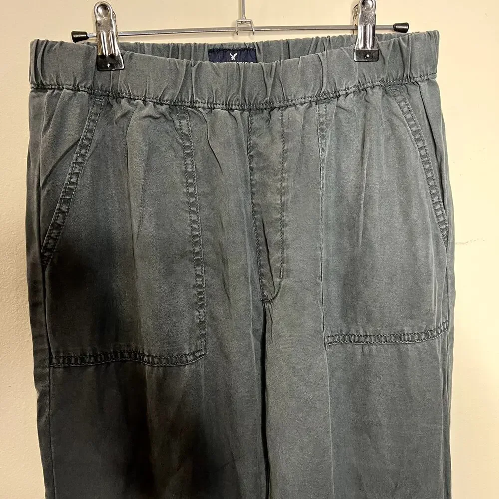 American‎ Eagle Outfitters Grey Elastic Waist Snap Hem Jogger Pants Size Small